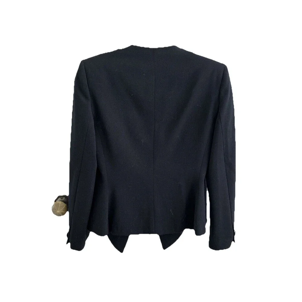 VTG CHRISTIAN DIOR Black Jacket Wool Sculptural Blazer Suit pencil Skirt Sz 8 S